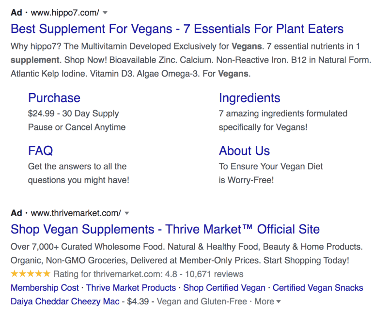 screenshot of google search result