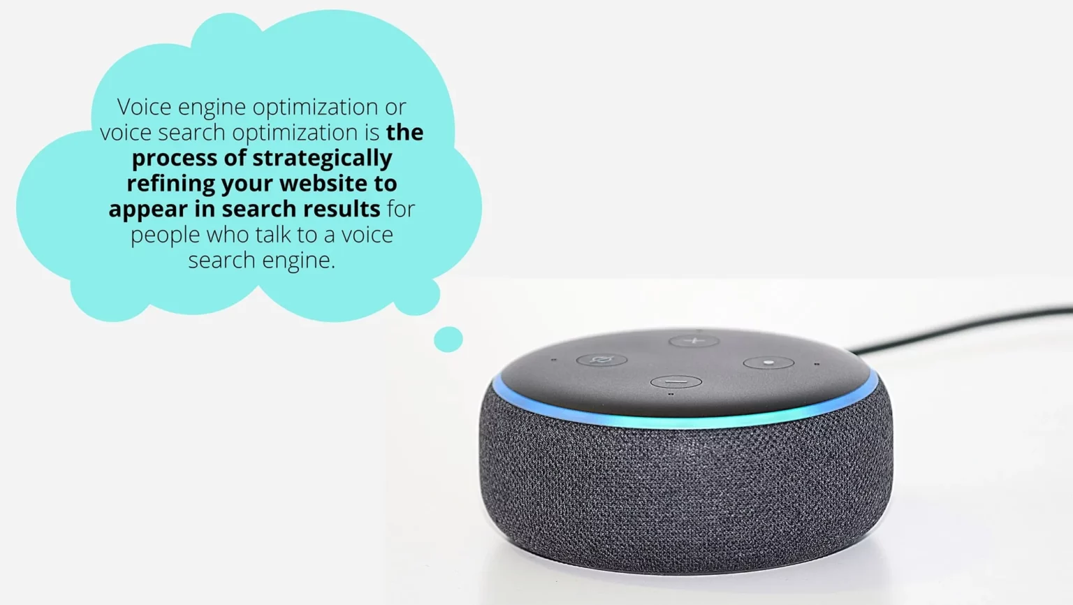 Alexa smart speaker explaining what voice engine optimization is