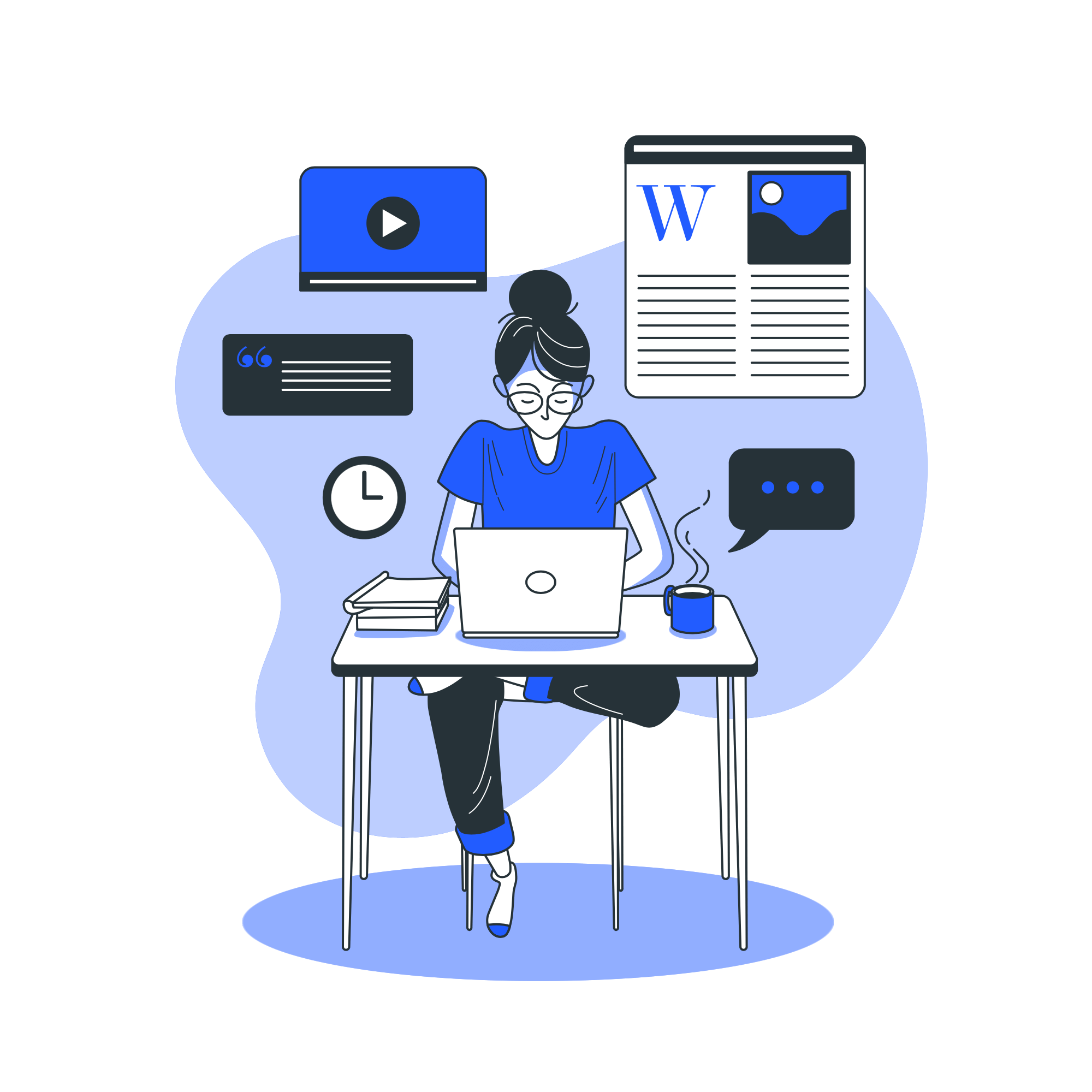 A woman sitting at a desk with a laptop, focusing on SEO strategies and keywords for her on-page SEO services.