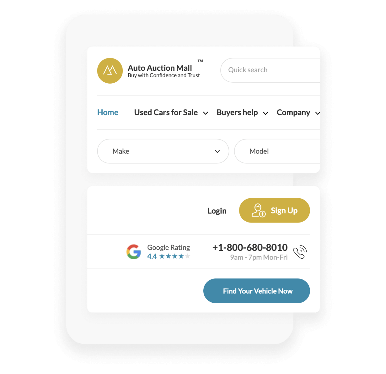 A mobile device with a mobile app from AutoAuctionMall.com.