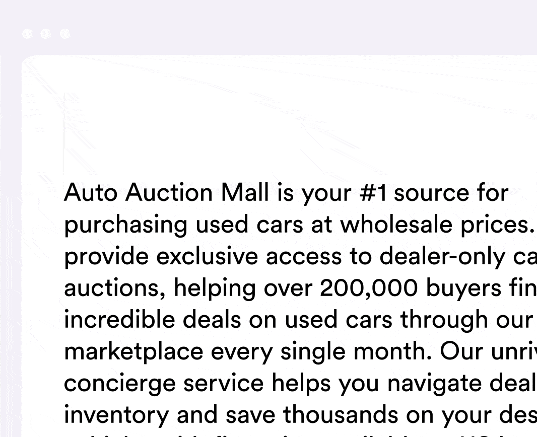 AutoAuctionMall.com is your source for purchasing used cars at wholesale prices with the help of Strategic SEO.