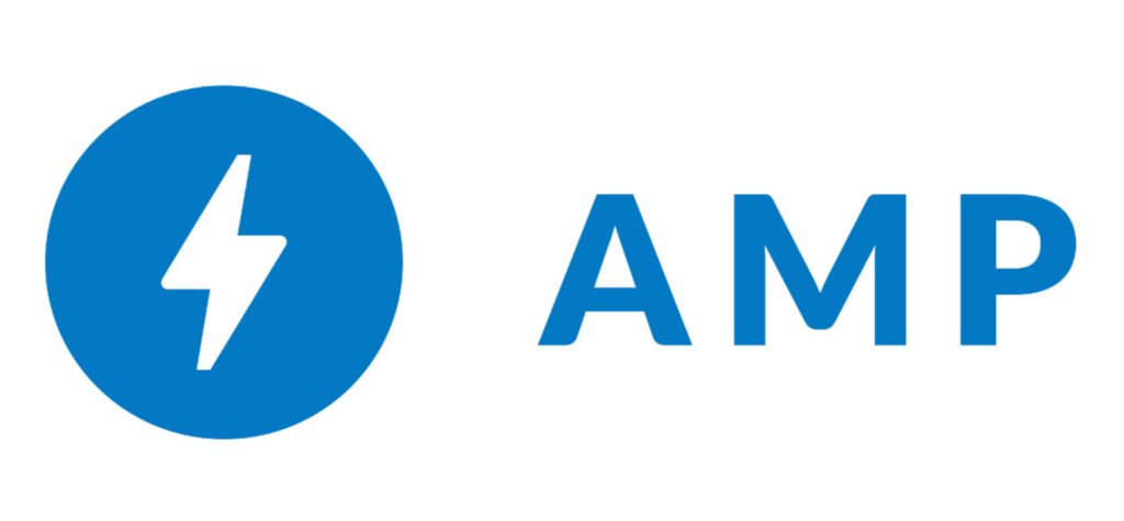 The amp logo with a bold blue lightning bolt has been updated for Google Page Experience.