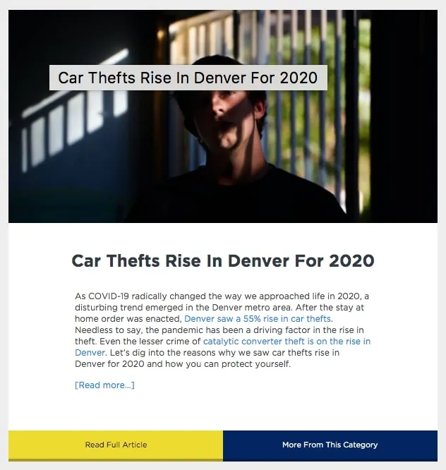 Car thefts in Denver have increased for 2020, causing concern among insurance agencies.