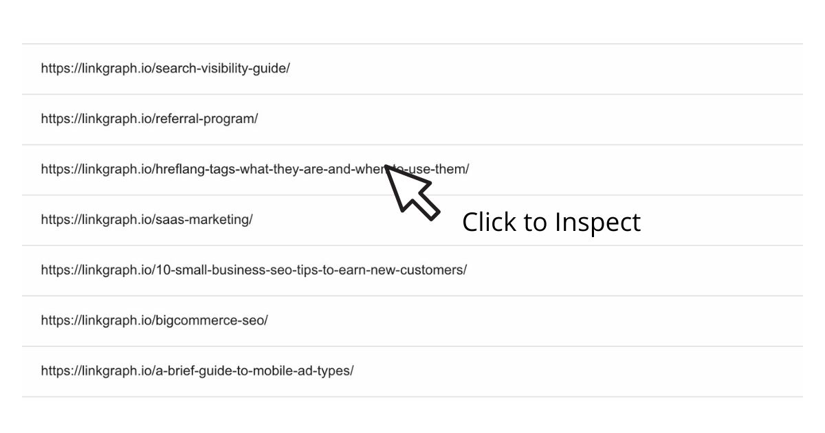 A screenshot of the "click to inspect" button on a web page, demonstrating its function.