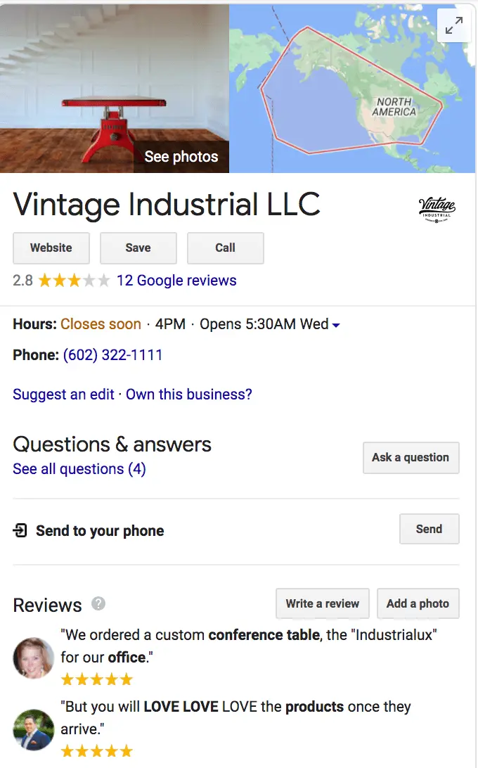 Vintage Industrial LLC is utilizing Google AdWords to enhance online visibility and attract potential customers. With a focus on small business SEO, we are working towards increasing organic traffic and maximizing brand exposure.