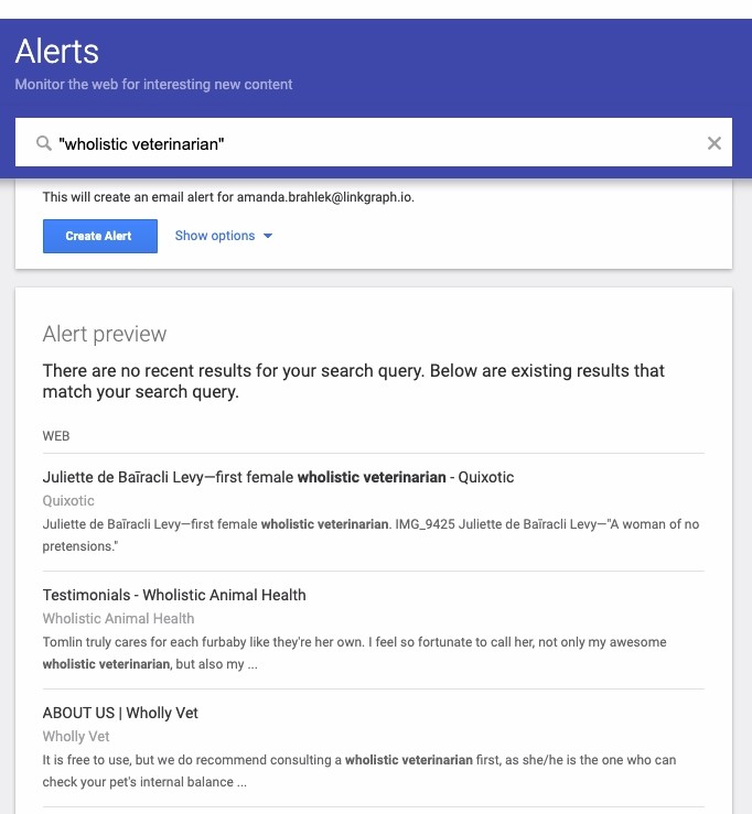 A google search page displaying an alert message related to keywords.