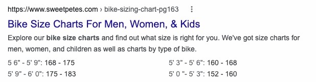 Bike size chart for men, women, and kids for SEO purposes.