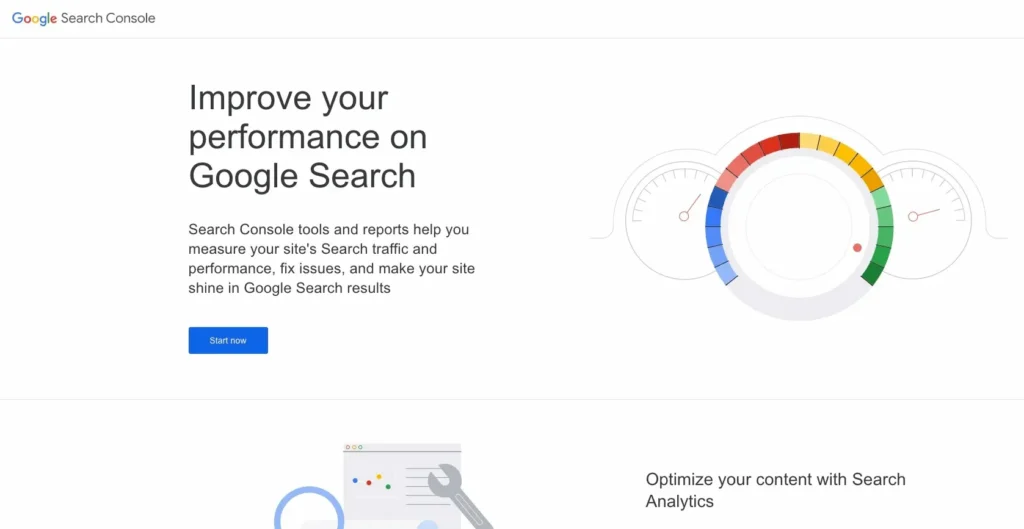 Google Search Console homepage screenshot