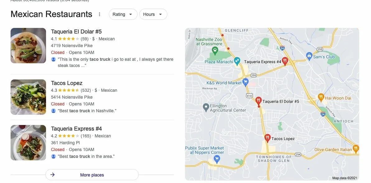 A map displaying the mexican restaurant location for SEO purposes.