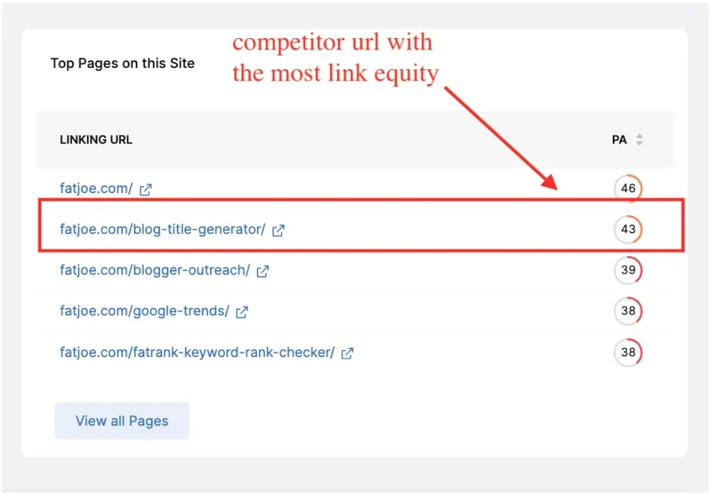 Competitor out with the most link equity due to successful link building.