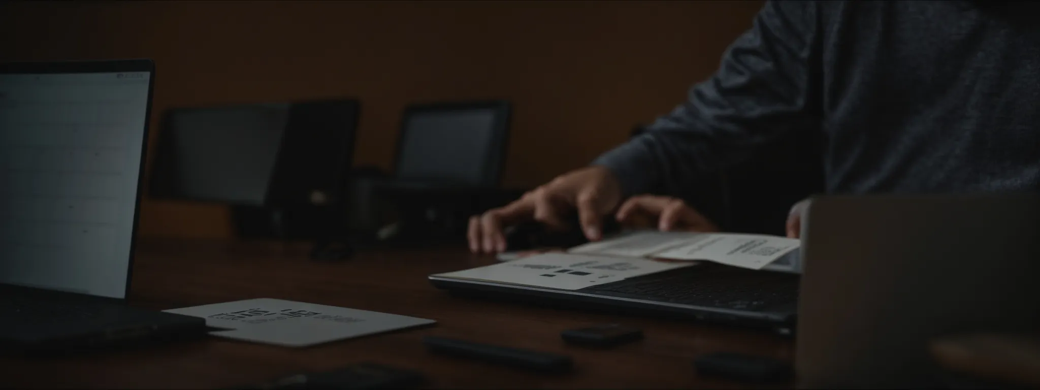 a person casually working on a laptop with a visible calendar and clock in the background.